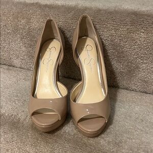 Jessica Simpson Nude Peep Toe Heels